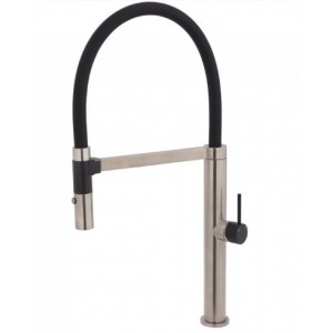 Kaya Pull Down Sink Mixer, Brushed Nickel With Matte Black Handle